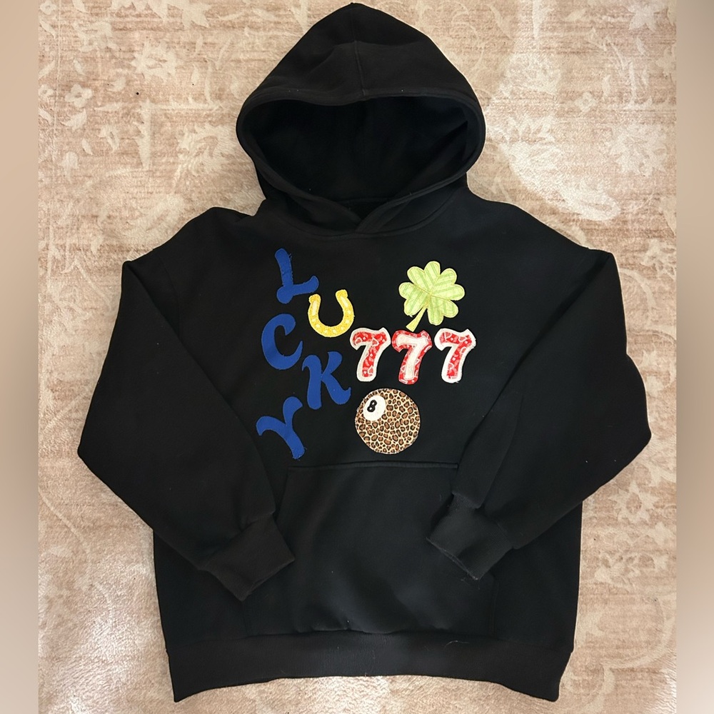 hand sewn black lucky hoodie
